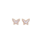 Mini Mother-of-Pearl Butterfly Studs in Gold