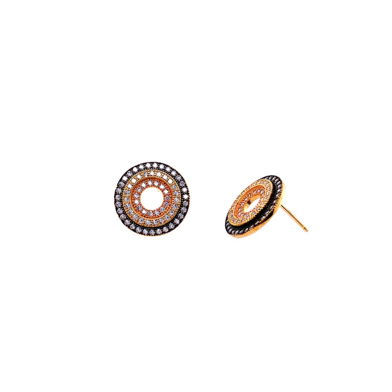Three Row CZ Circle Studs