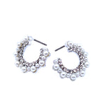 Crystal & Pearl Open Circle Earrings