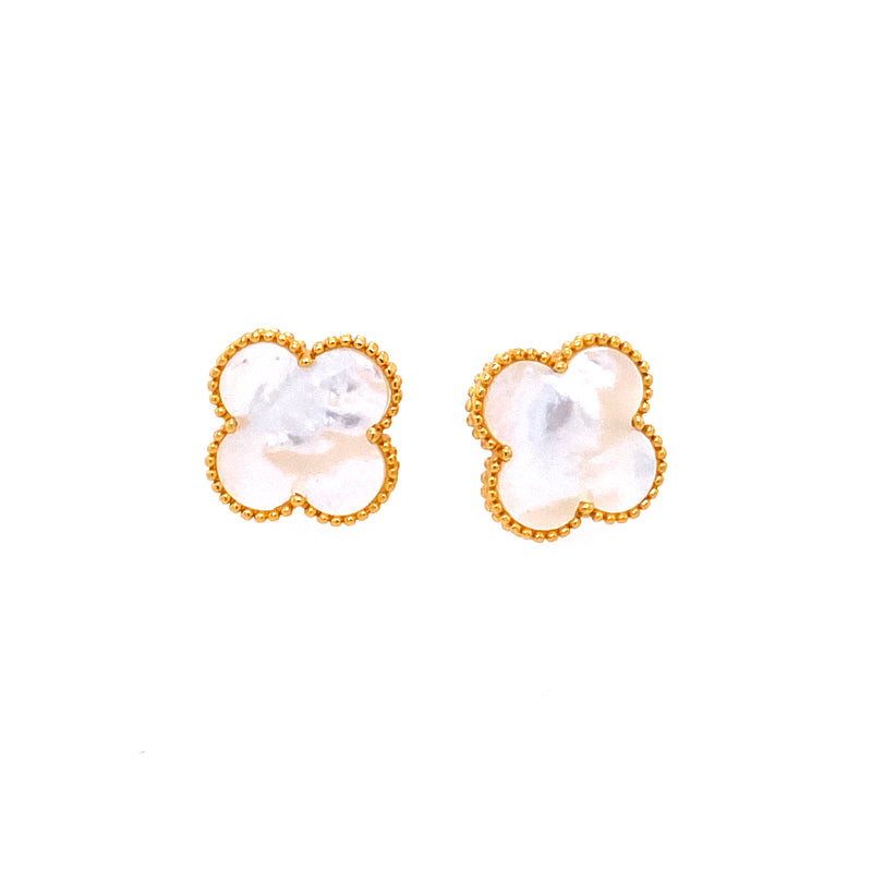 Mother-Of-Pearl Clover Studs