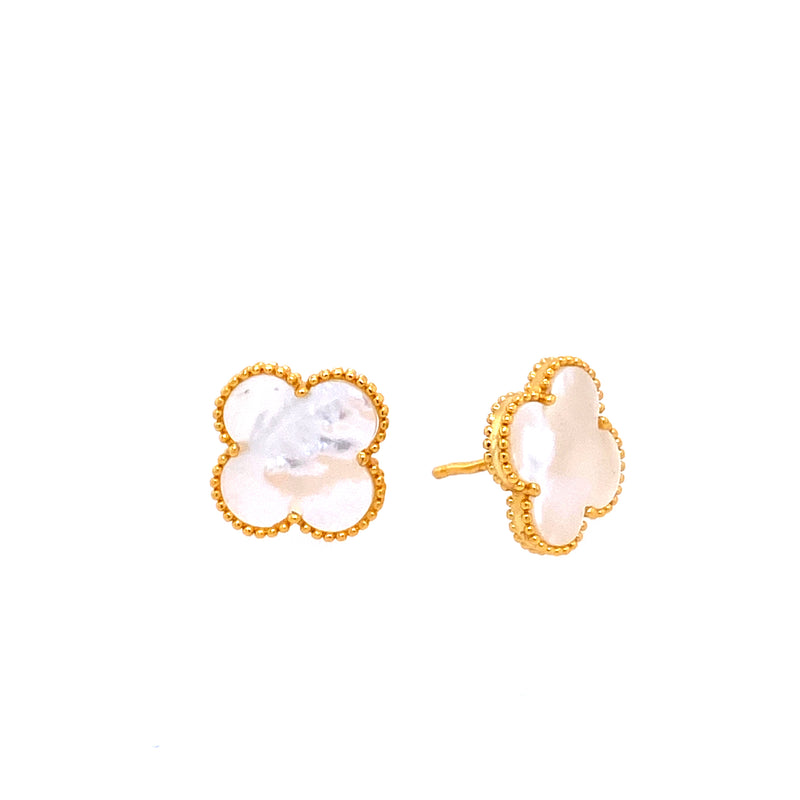 Mother-Of-Pearl Clover Studs