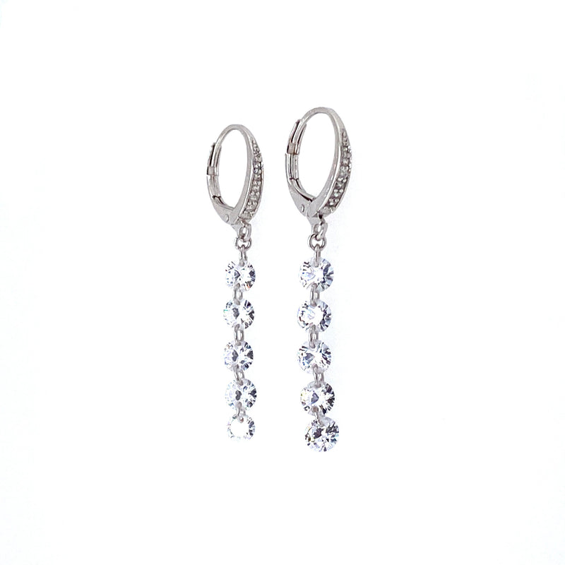 Huggies With Five Stone Drop in Silver