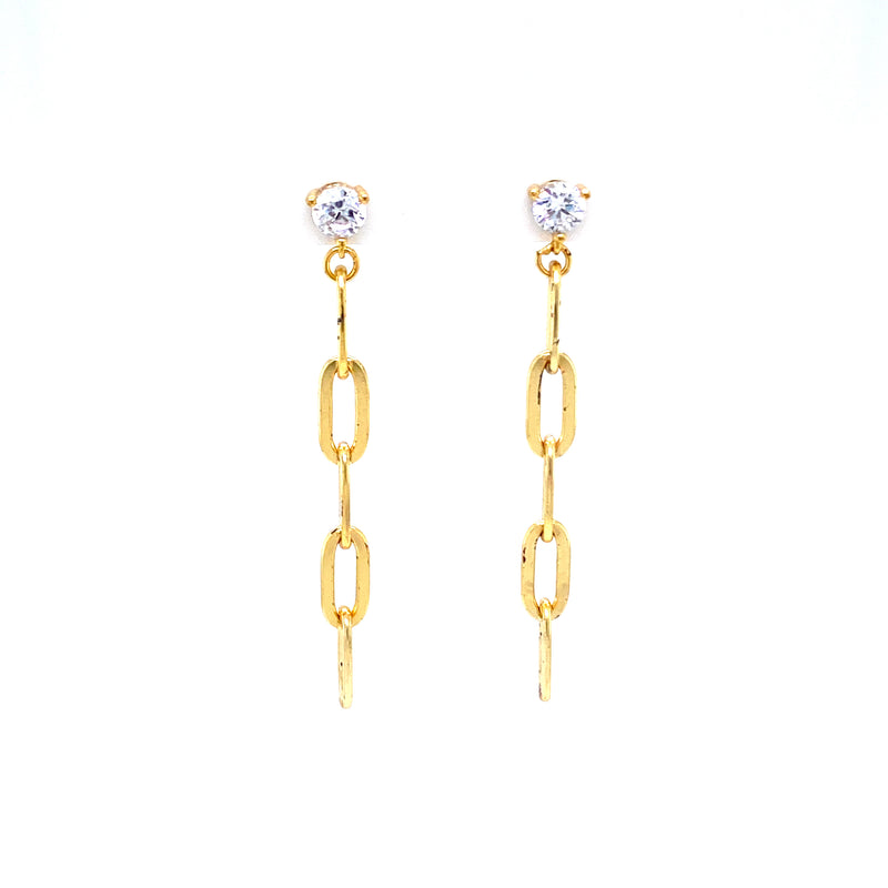 Oval Link Chain Linear Earrings in Gold