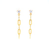 Oval Link Chain Linear Earrings in Gold