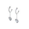 14K White Gold Huggies With Heart Drop