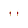 14K Gold Huggies With Vibrant Pink Stone