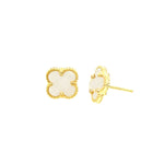Mother Of Pearl Small Clover Studs in Gold