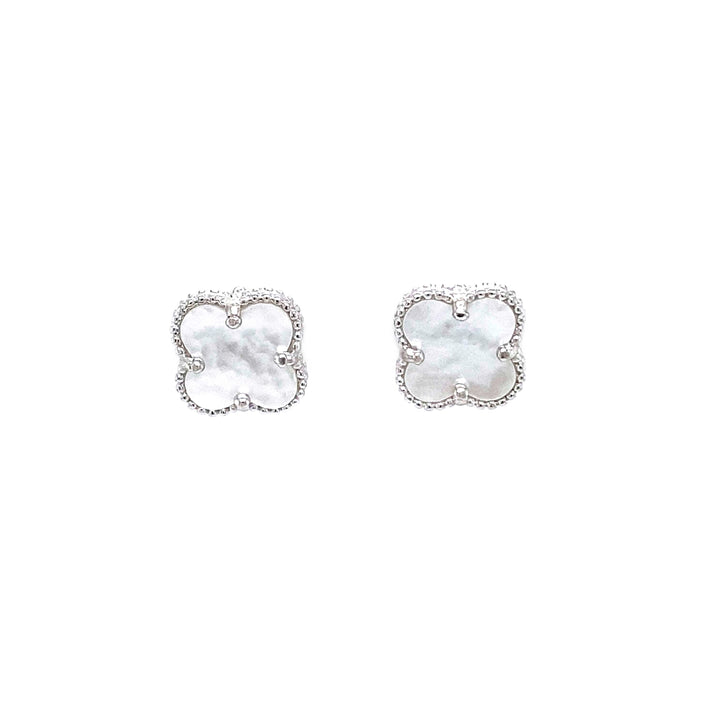Mother Of Pearl Small Clover Studs in Silver