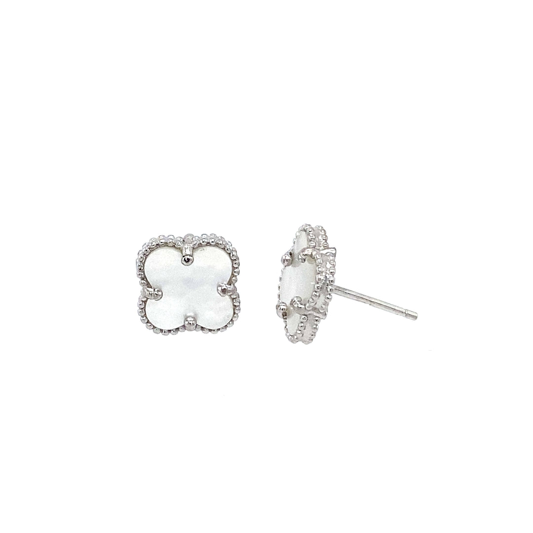 Mother Of Pearl Small Clover Studs in Silver