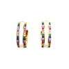 White Enamel Hoops With Rainbow Sparkling Cubic Zirconia