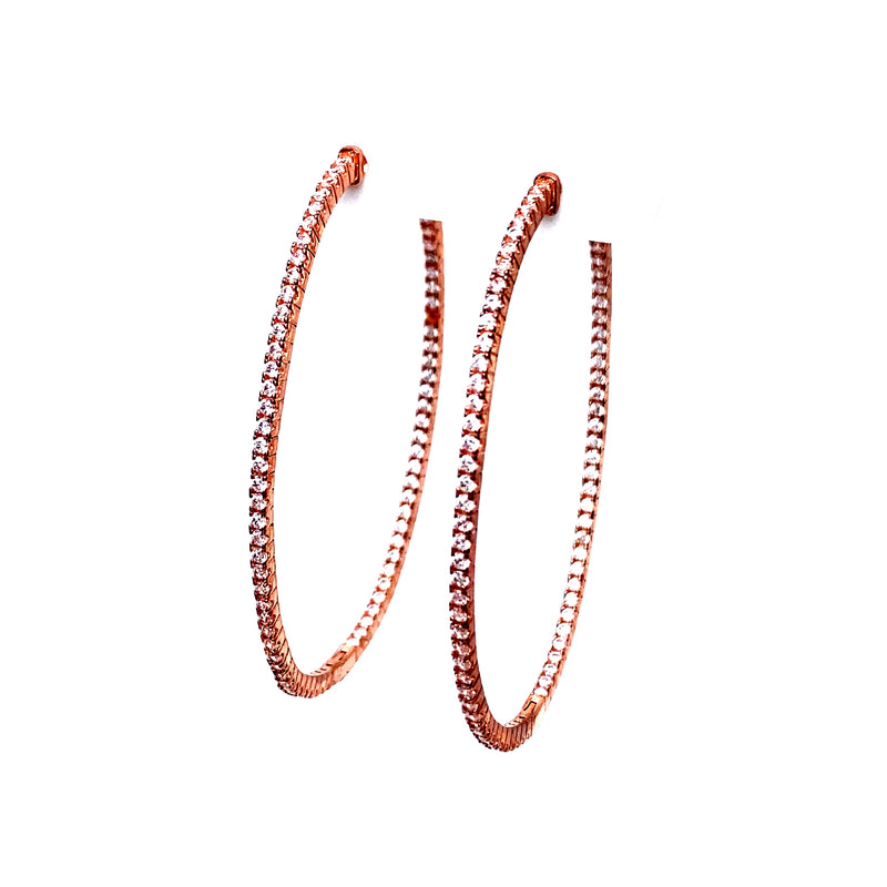 Large Sparkling Hoops in Rose Gold