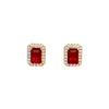 Rectangle Ruby Stone Stud Earrings