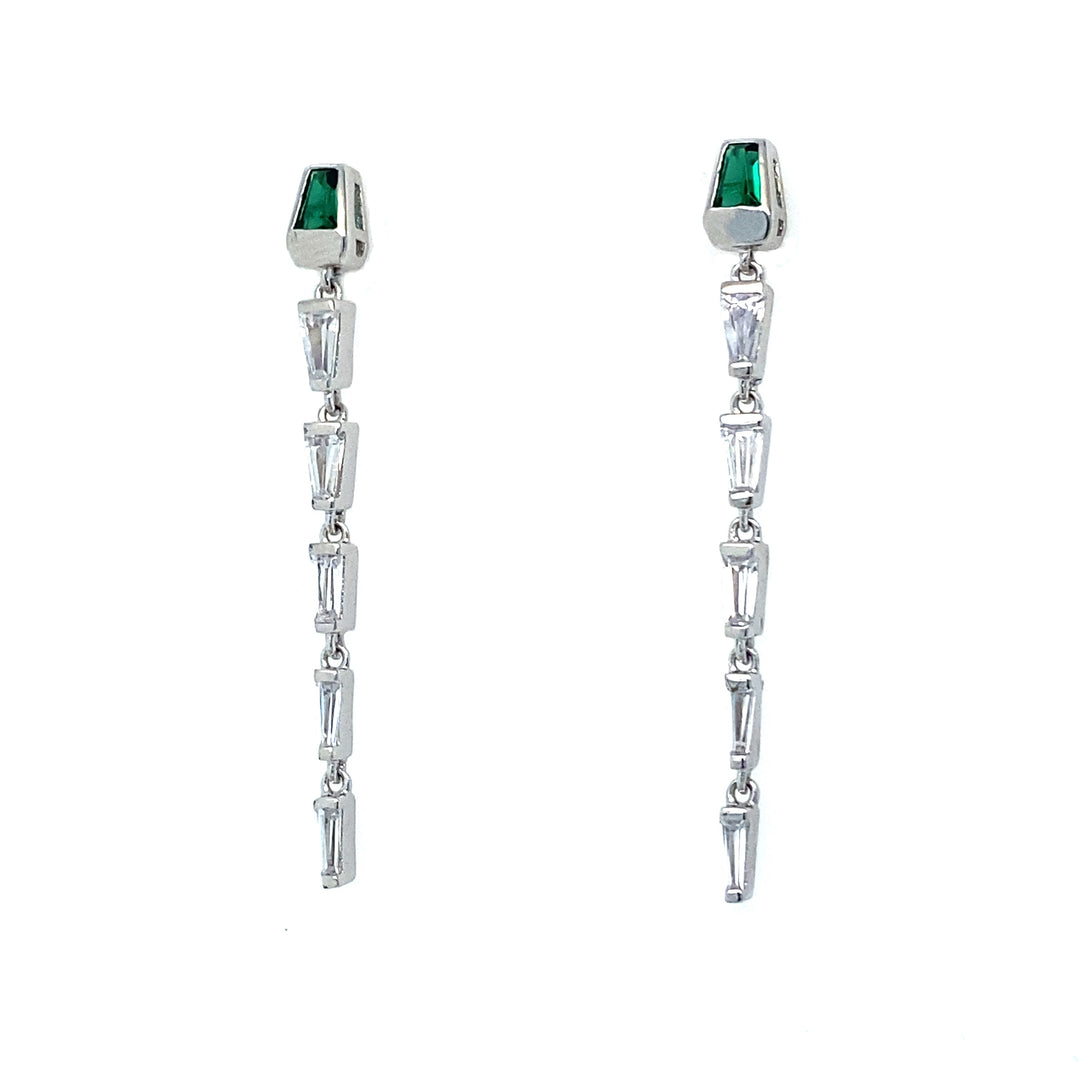 Emerald Baguette Linear Earrings
