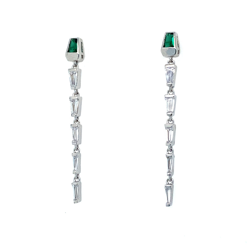 Emerald Baguette Linear Earrings