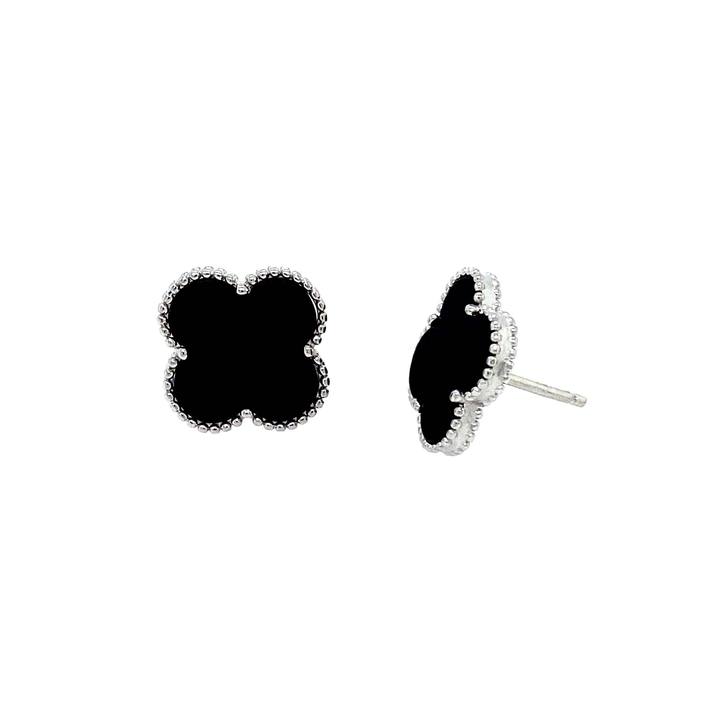 Women Elegant Black Clover Shaped stud Earring - 1000010912