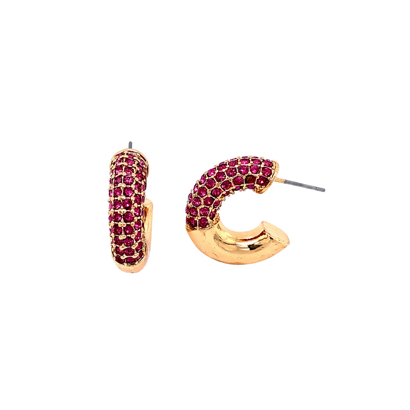 Chunky Medium Hoops with Ruby Detail
