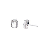 Sapphire & CZ Sparkling Rectangle Studs