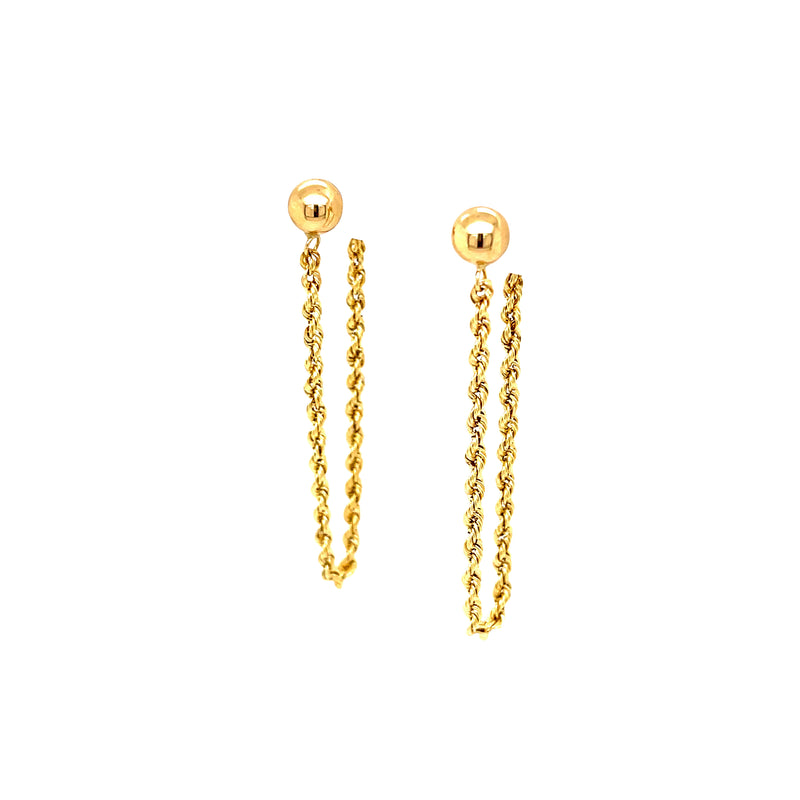 14K Gold Front Back Chain Earrings