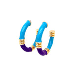 Turquoise & Violet Enamel Earrings