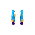 Turquoise & Violet Enamel Earrings