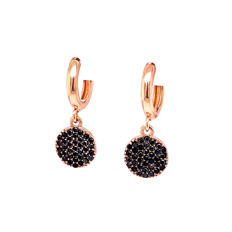 Hematite Disk Drop Huggies