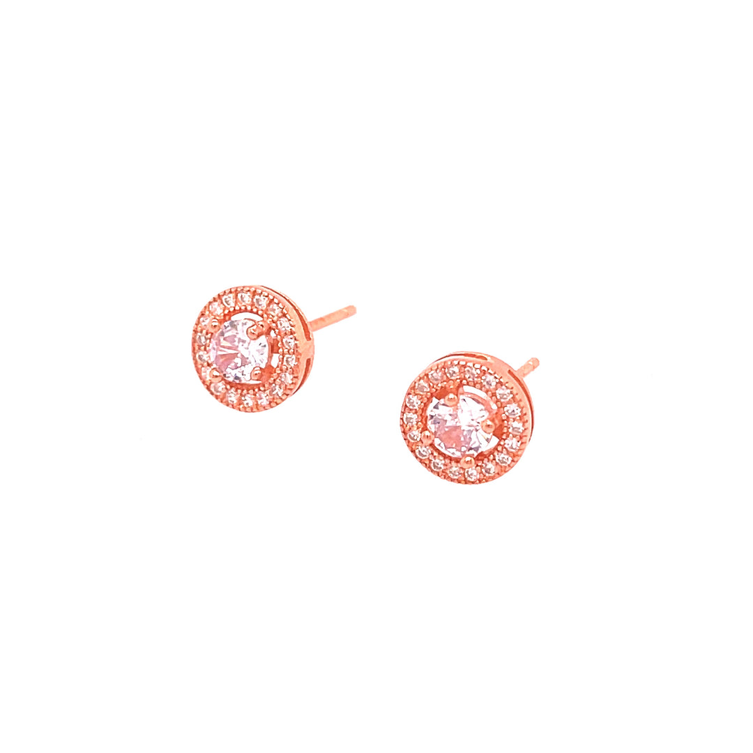 Halo Studs in Rose Gold