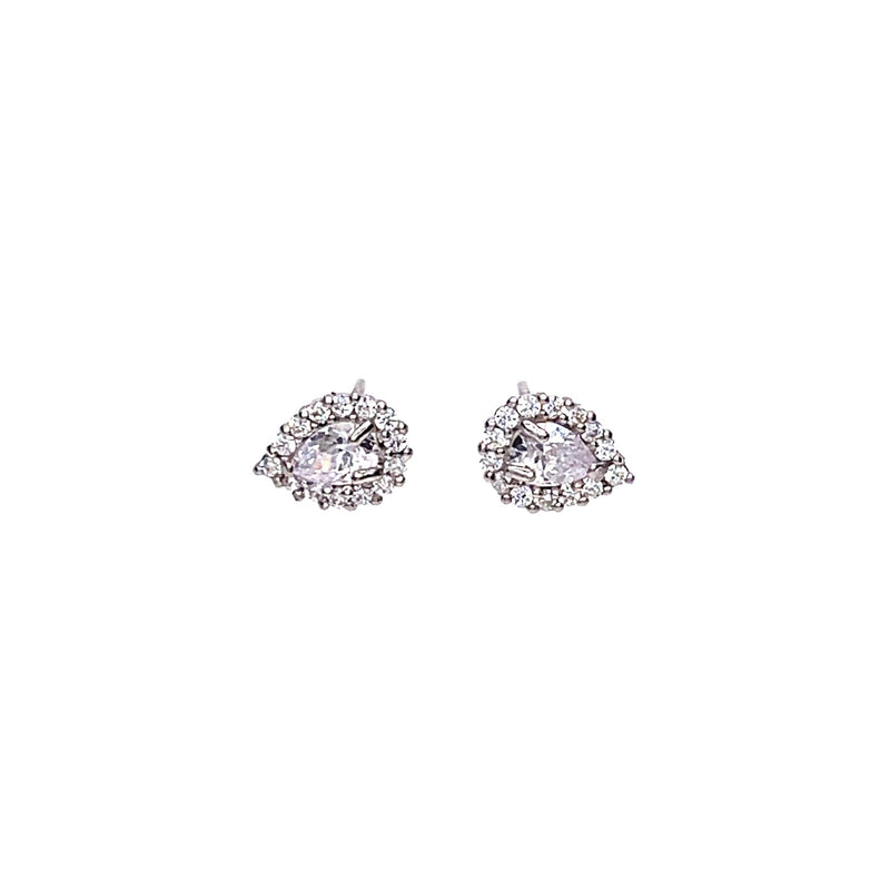 14K Gold Sparkling Pear Studs