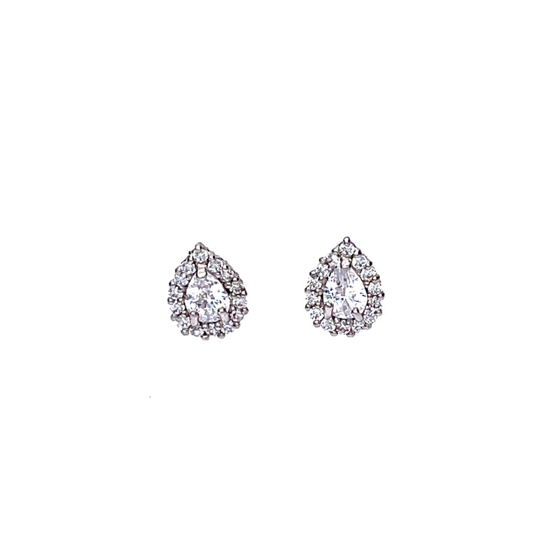 14K Gold Sparkling Pear Studs