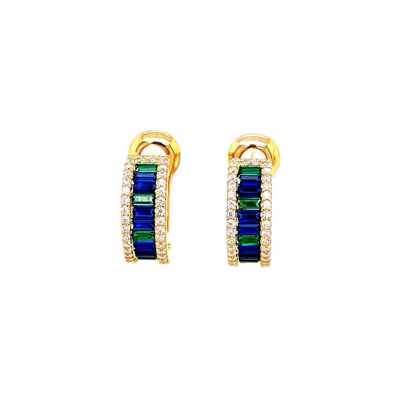 Green & Blue Small Hoops