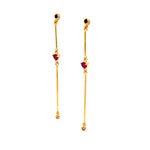 Dainty Linear Earrings with Ruby