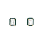 Rectangle Stud with Forest Green Enamel