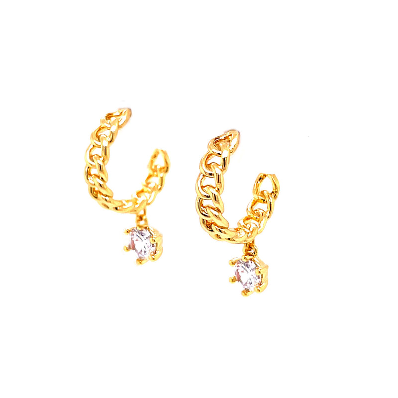 Small Link Chain Hoop with Dangling Charm