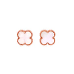 Mother Of Pearl Small Clover Studs in Rose Gold