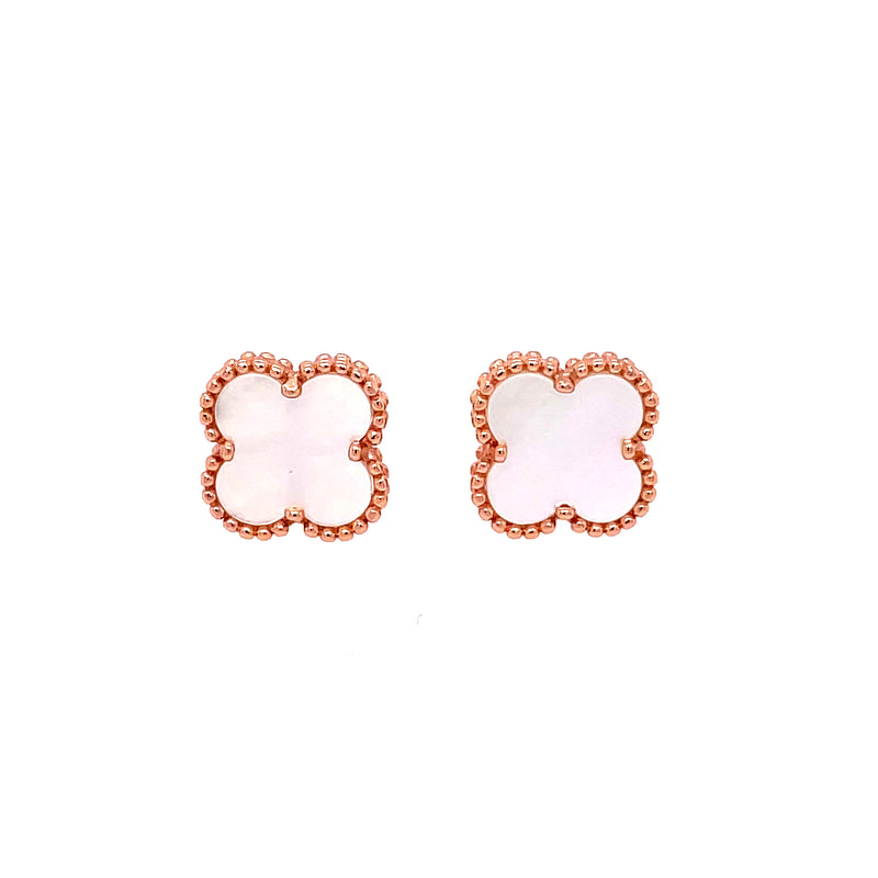 Mother Of Pearl Small Clover Studs in Rose Gold