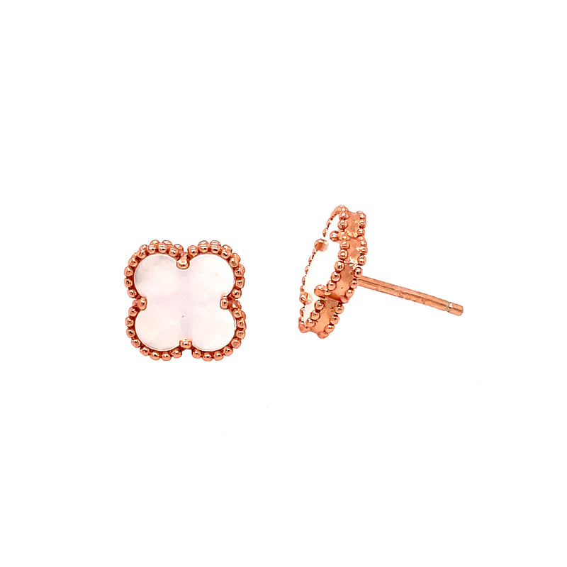 Mother Of Pearl Small Clover Studs in Rose Gold