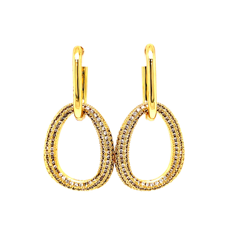 Double Large Oval Link Earrings in Gold