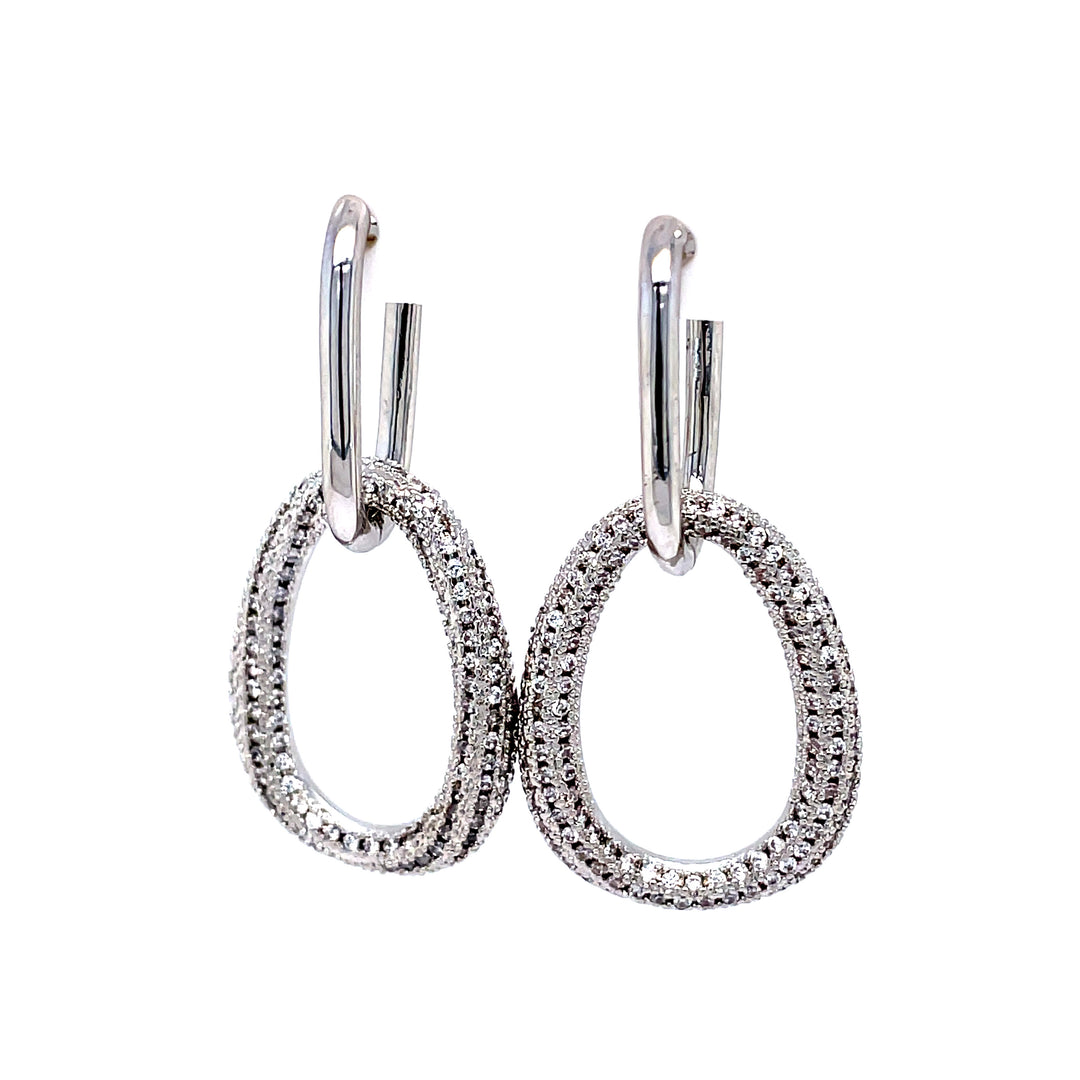 Double Large Oval Link Earrings in Silver