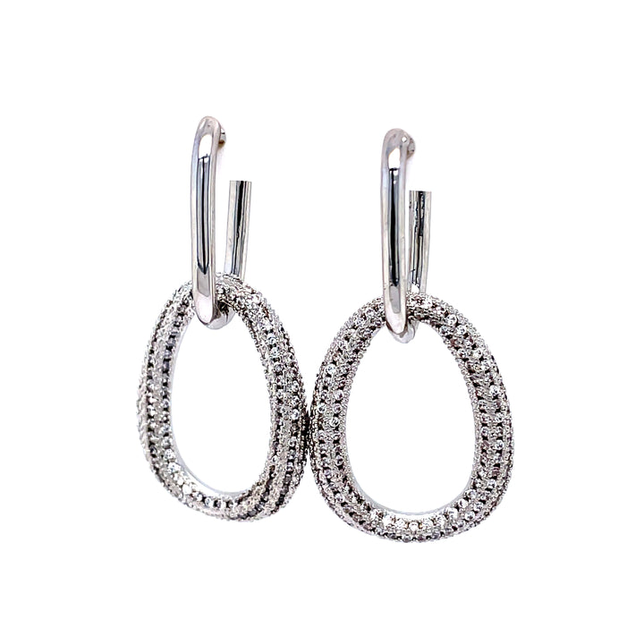Double Large Oval Link Earrings in Silver
