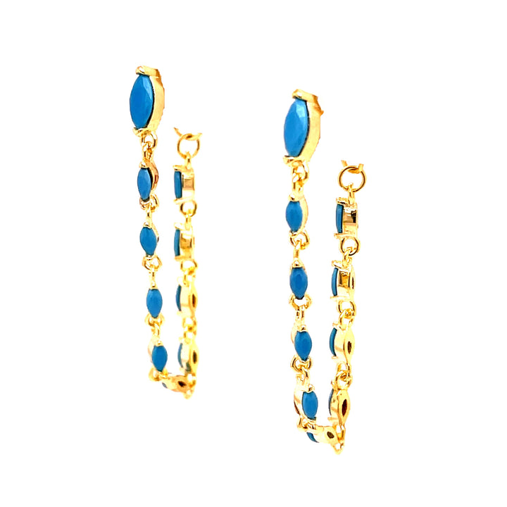 Turquoise Front Back Chain Earrings