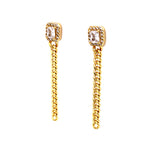 Gold Chain Earrings with Cubic Zirconia