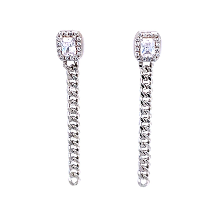 Chain Earrings with Cubic Zirconia