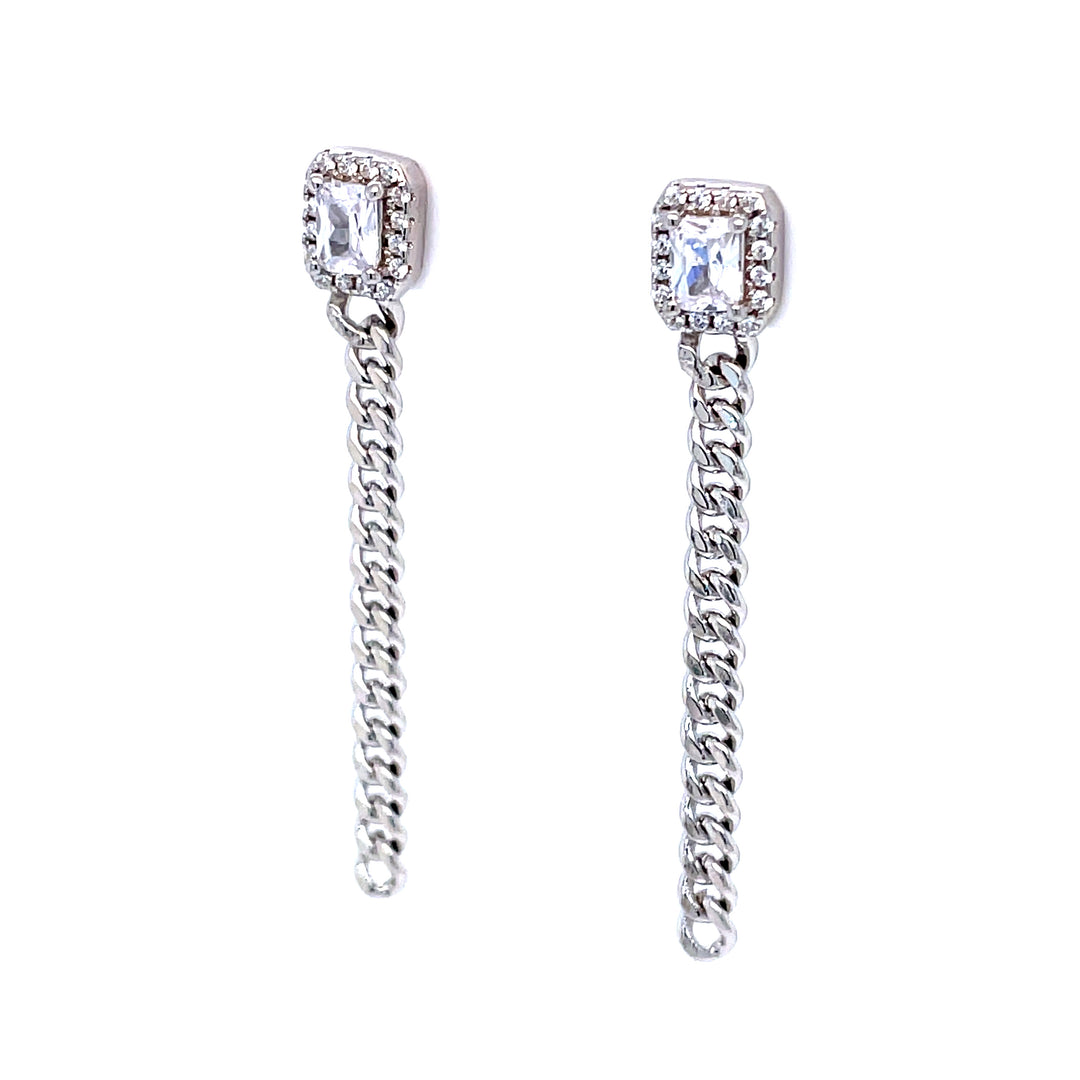 Chain Earrings with Cubic Zirconia