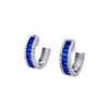 Blue Baguette Mini Hoop Earrings