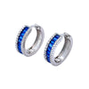 Blue Baguette Mini Hoop Earrings