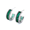 Green Baguette Hoop Earrings