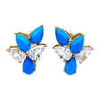 Turquoise Flower Earrings in Gold