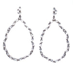 Silver Baguette Teardrop Earrings