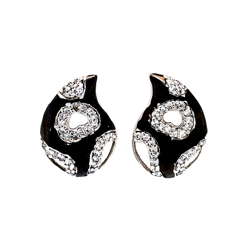 Black Geometric Teardrop Earring
