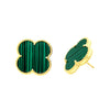 Green Large Clover Stud Earrings in Gold
