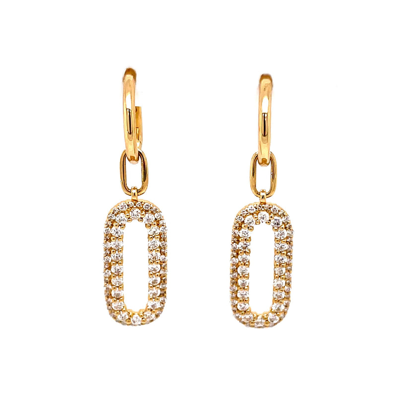 14K Double Link Diamond Earrings